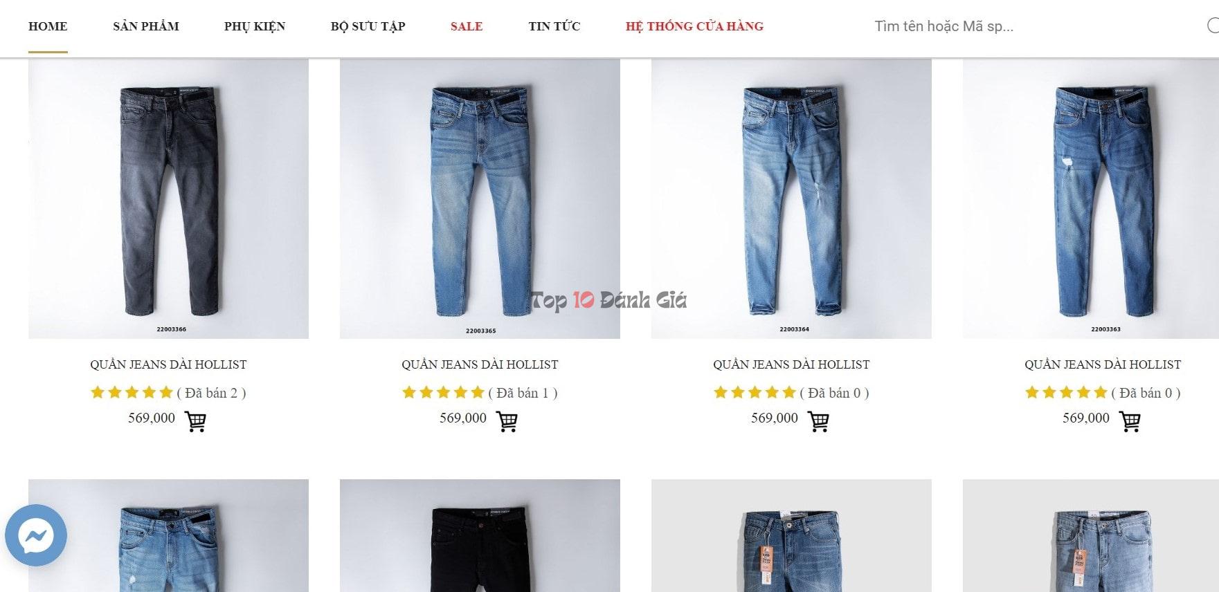 Một số mẫu quần jean tại website Just Men