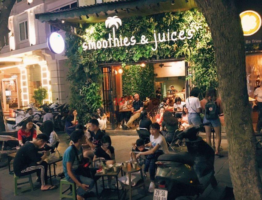 Smoothies & Juices Quán cafe view đẹp Hà Nội có không gian thoáng đãng