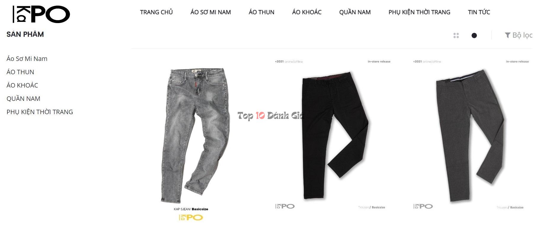 Website Kapo – hệ thống shop quần jean nam tại TPHCM